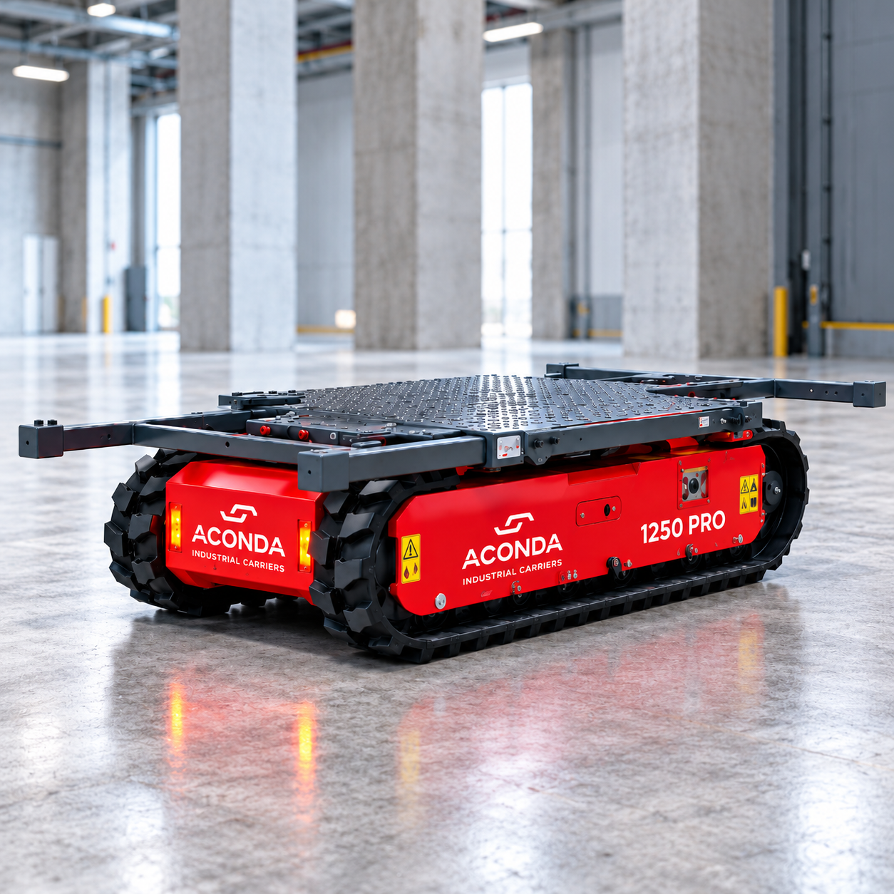 1.25T electric tracked carrier moving materials through narrow access