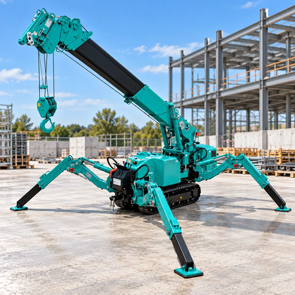 Maeda spider crane hire Melbourne on a restricted-access lifting site